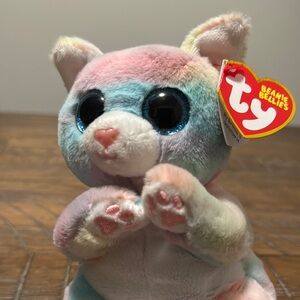 Ty Beanie Bellies JENNI Multicolor Plush Cat 6”